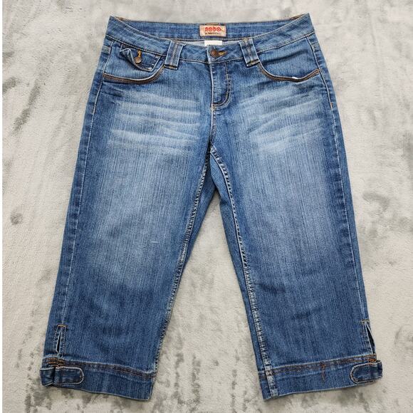 Vintage 90s Nobo No Boundaries Jeans Womens 9 Juniors Low Rise Capri Snap Hem - Picture 1 of 13